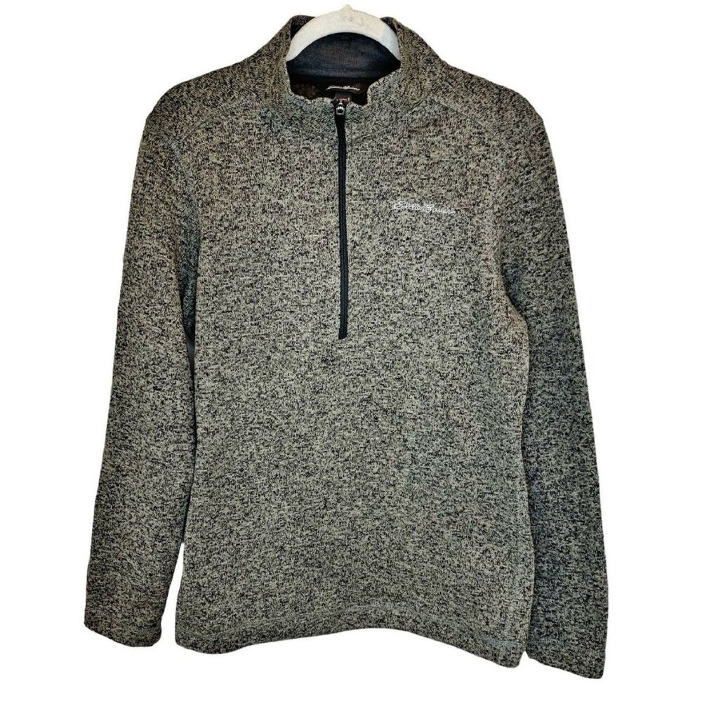 Eddie Bauer Heather Gray 1/4 Zip Fleece Pullover Sweater Men L Outdoors Workwear